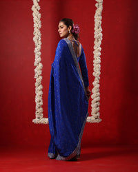 Neel Blue Full-Sleeve Blouse Saree