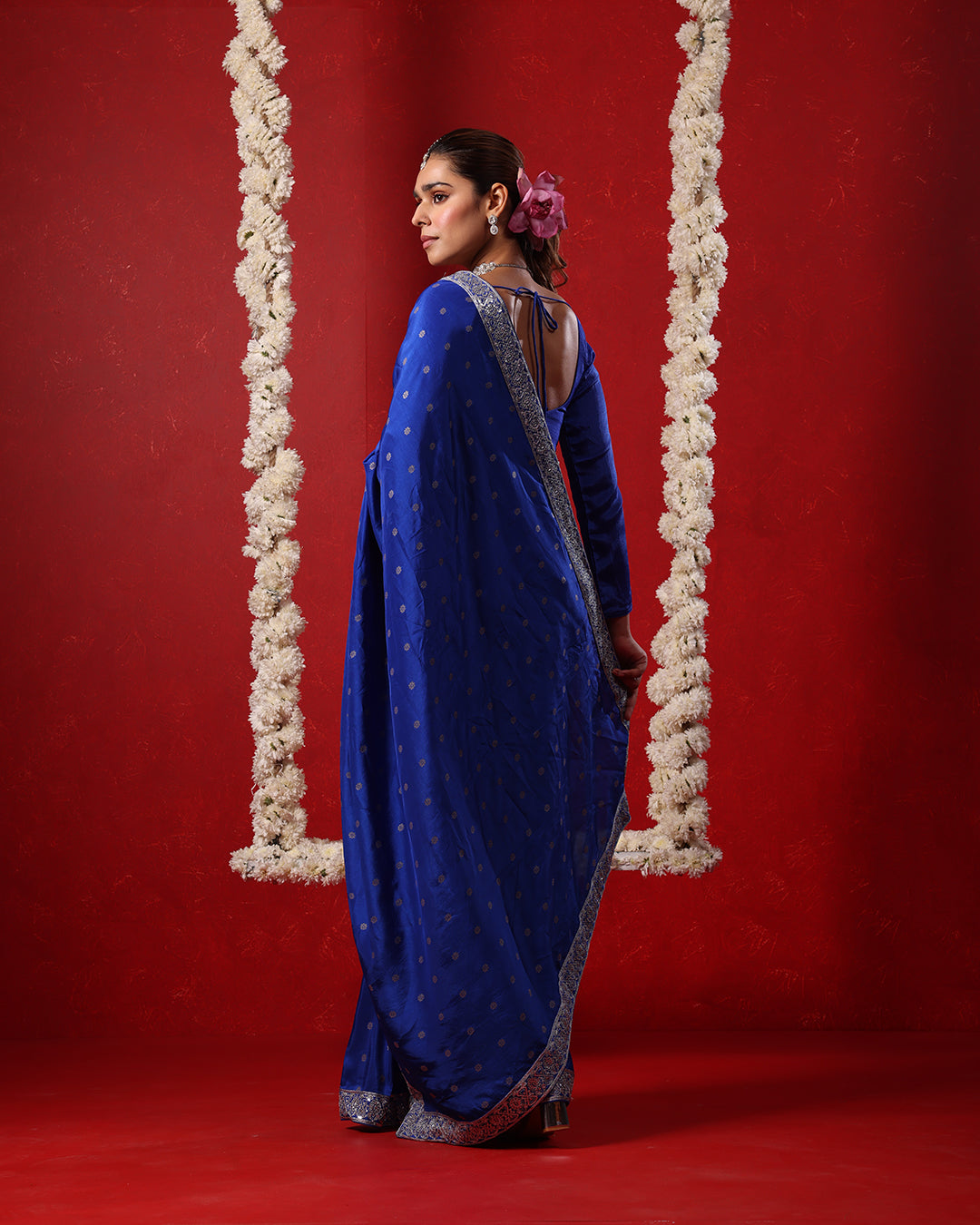 Neel Blue Full-Sleeve Blouse Saree