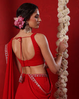Saanjh Crimson Red Saree