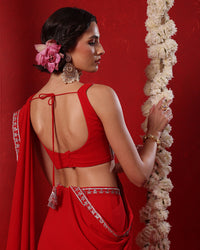 Saanjh Crimson Red Saree