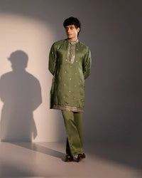 Elegant satin kurta set for weddings and celebrations