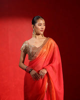 Coral Orange Saree