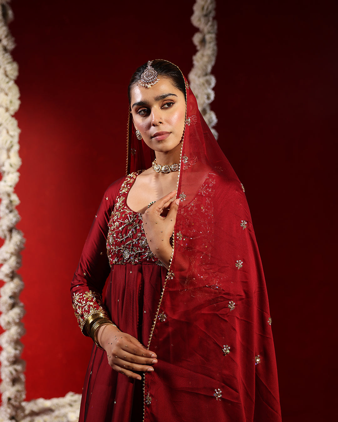 Maroon Embroidered Anarkali Suit