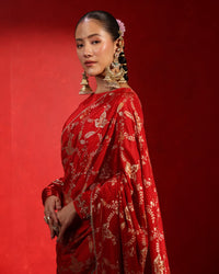 Suhaag Crimson Red Floral Saree