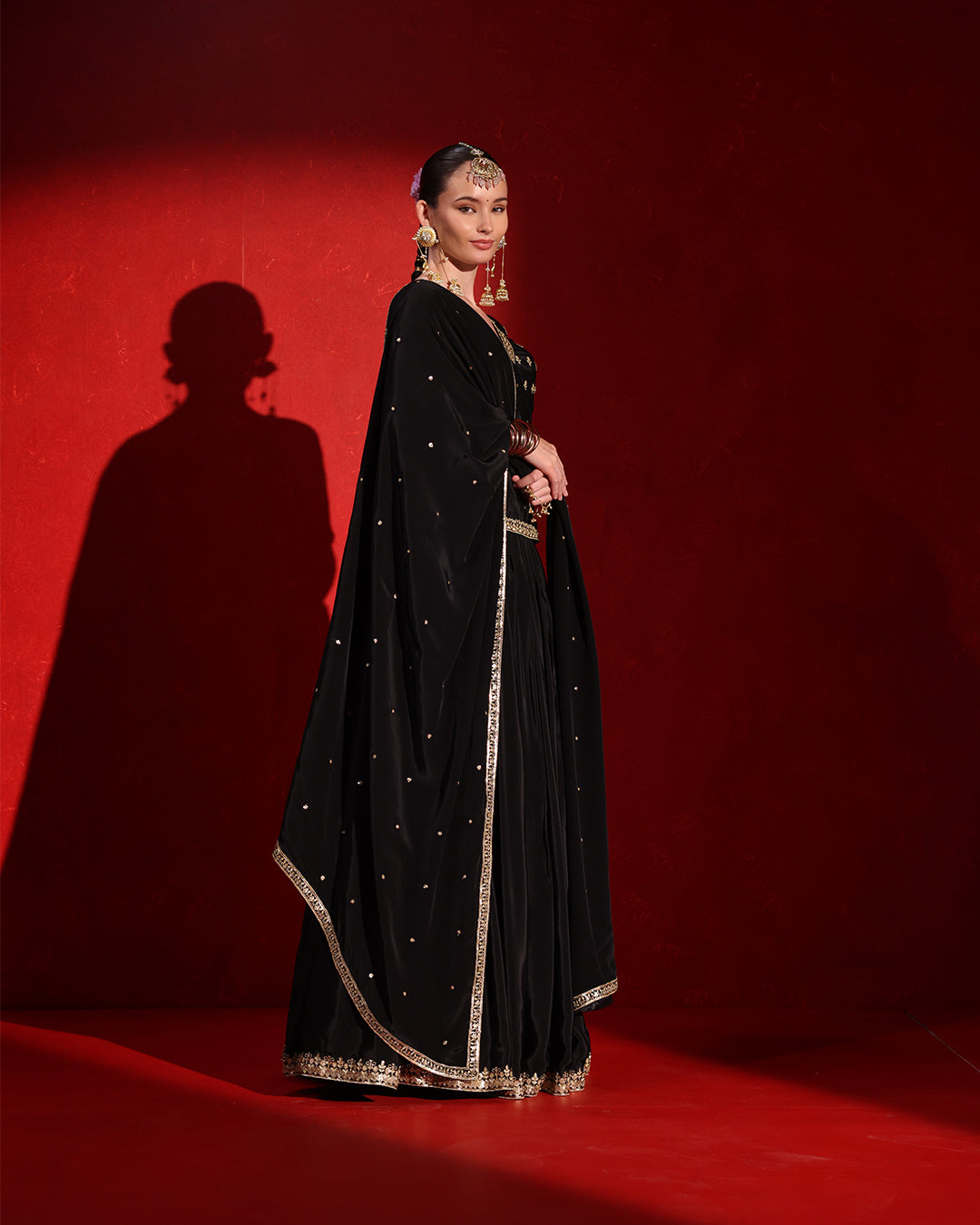 Black Embroidered Designer Lehenga