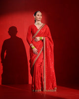 Scarlet Red Heritage Saree