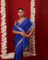 Neel Royal Blue Sleeveless Blouse Saree