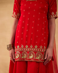 Bright Red Gharara Suit