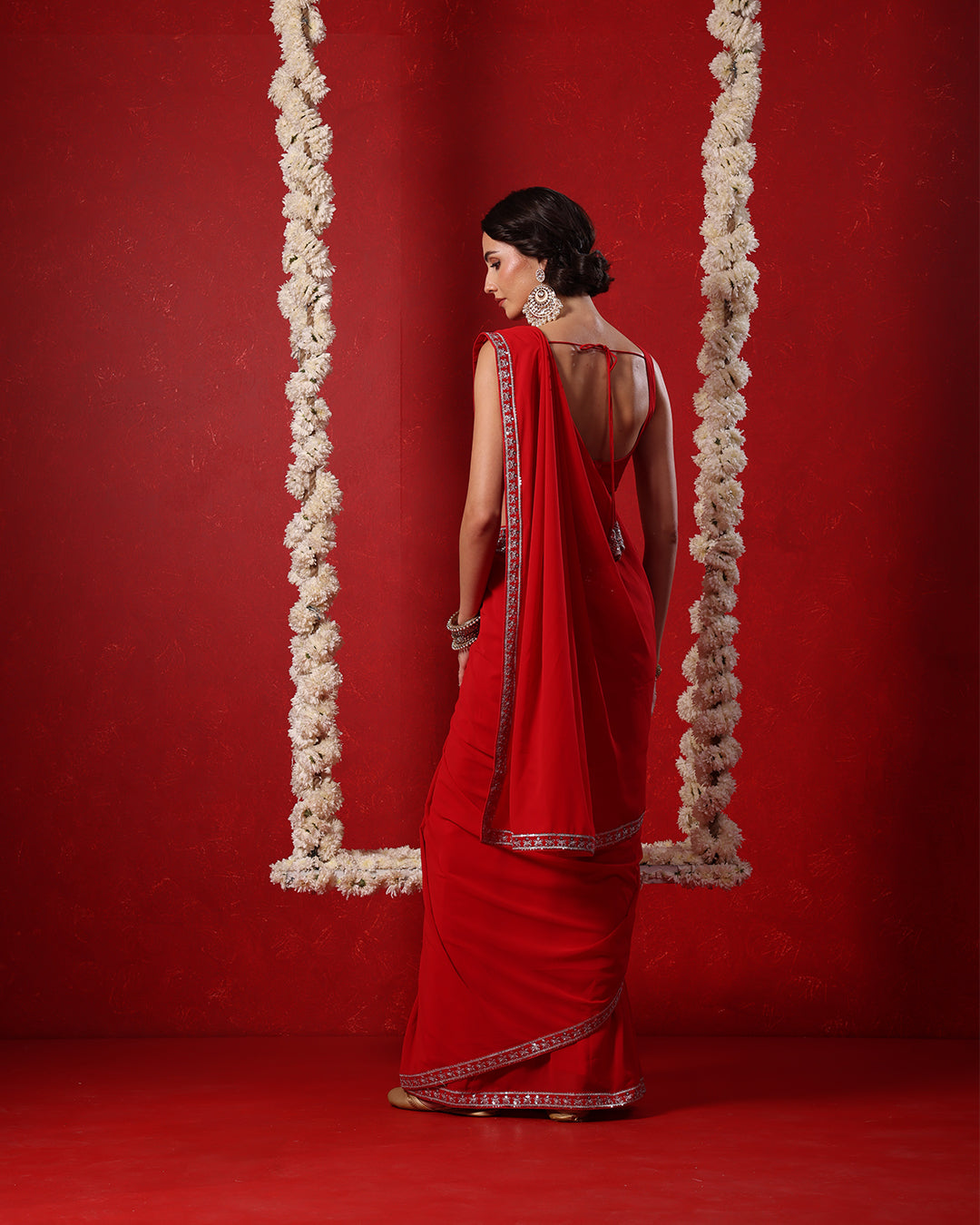 Saanjh Crimson Red Saree