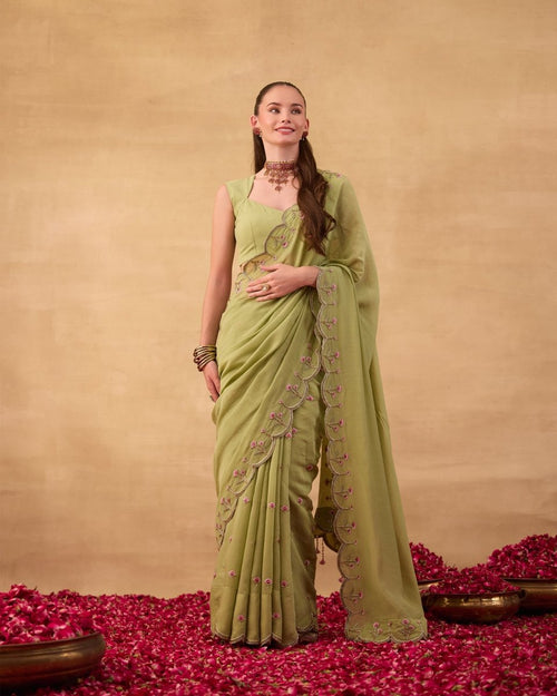 Dusty Green Saree - Agapi