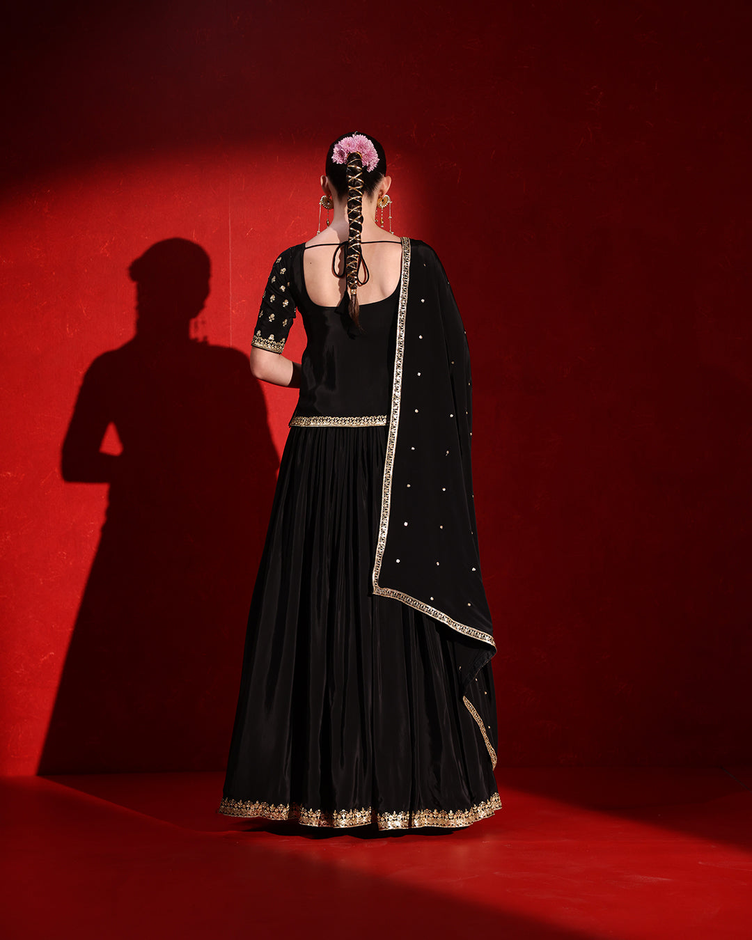 Black Embroidered Designer Lehenga