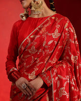 Suhaag Crimson Red Floral Saree