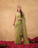 Dusty Green Saree