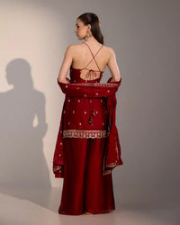 Red ethnic sharara set with gota and sequins