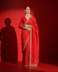 Scarlet Red Heritage Saree