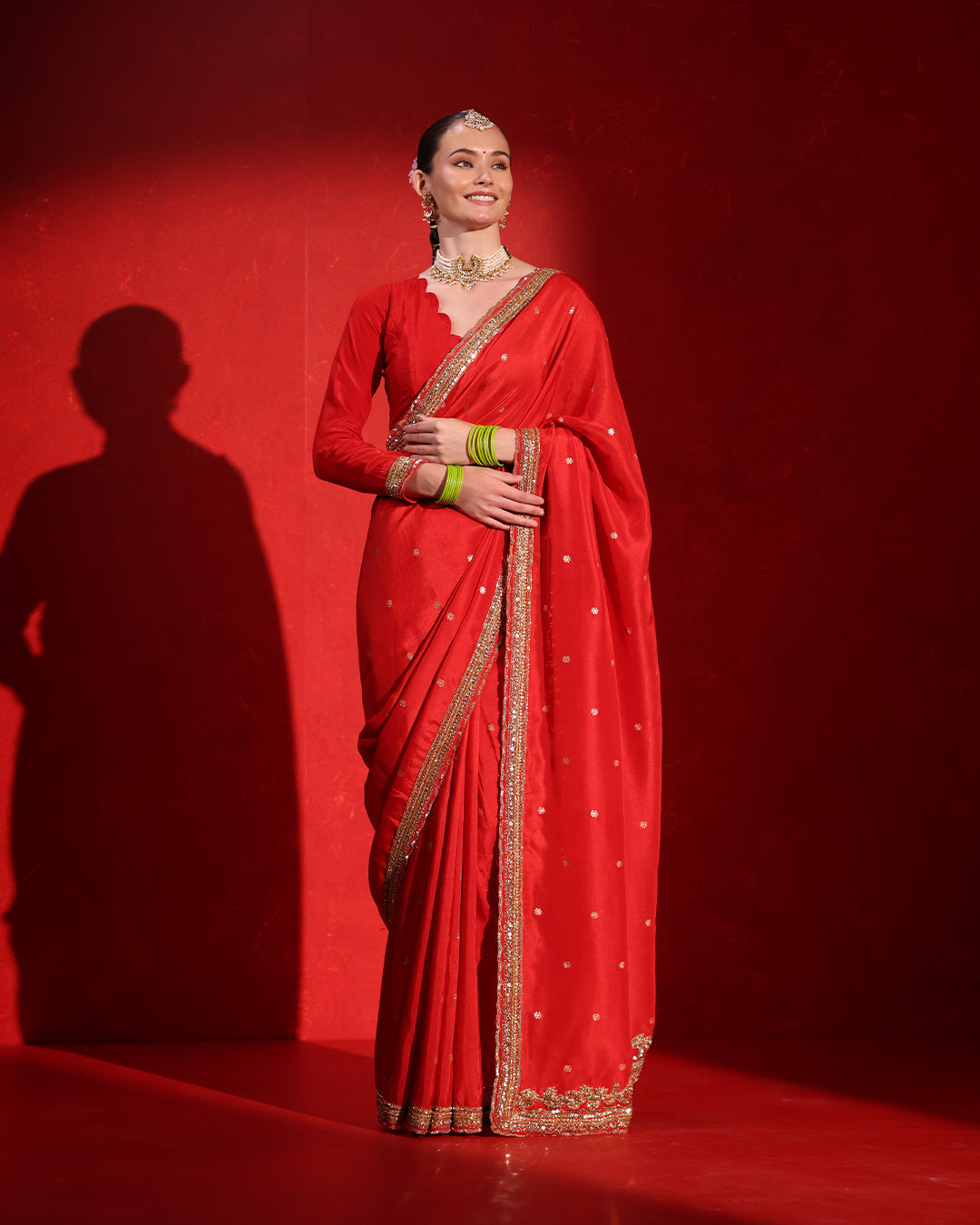 Scarlet Red Heritage Saree