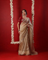 Radha Champagne Beige Shimmer Saree