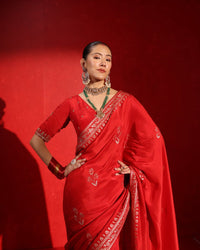 Apsara Classic Red Saree
