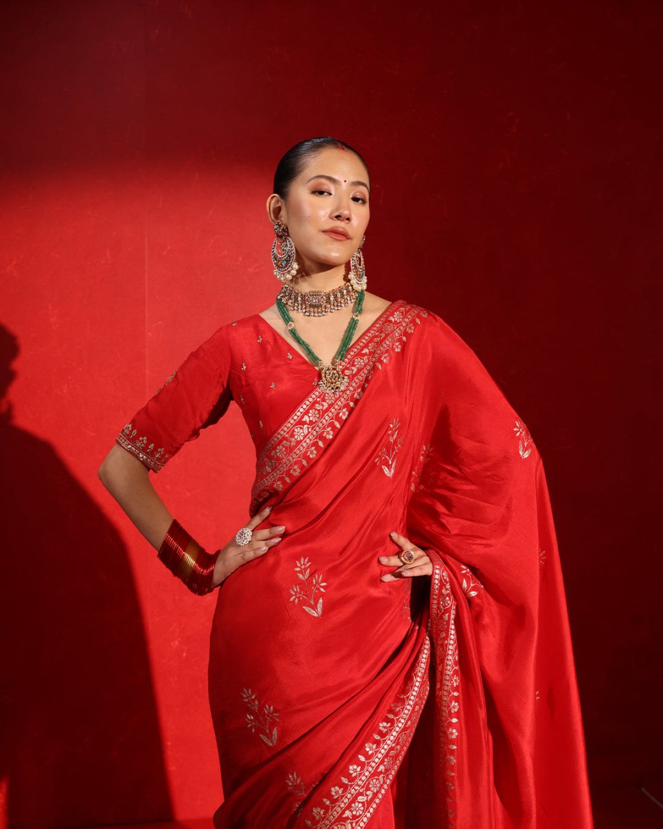 Apsara Classic Red Saree