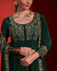 Deep Green Embellished Anarkali Suit