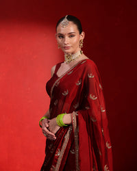 Chandrama Red Wine Heritage Saree