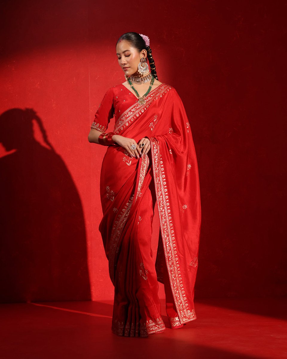 Apsara Classic Red Saree