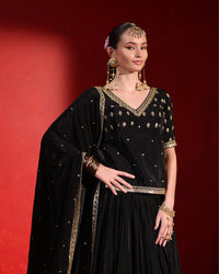 Black Embroidered Designer Lehenga