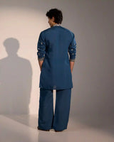 Traditional teal blue ethnic kurta pajama set