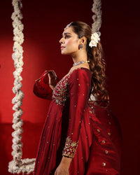 Maroon Embroidered Anarkali Suit