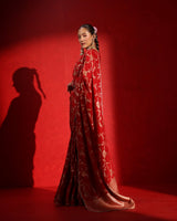 Suhaag Crimson Red Floral Saree