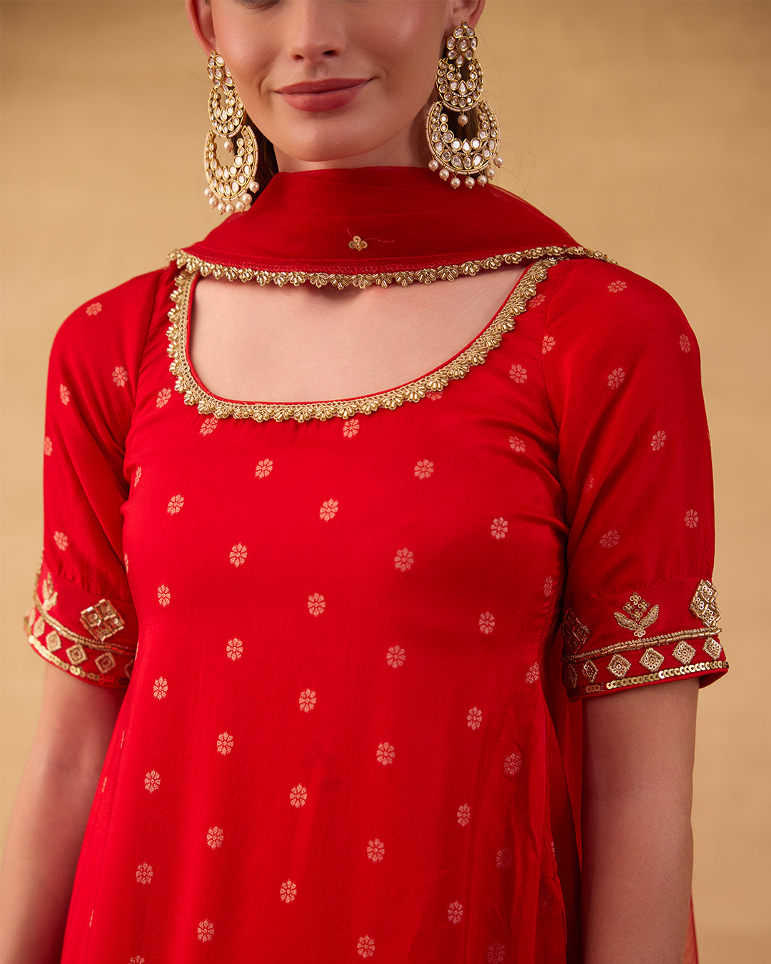 Bright Red Gharara Suit