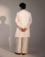 Adrian White Satin Kurta Set with Gold Zari