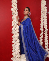 Neel Blue Full-Sleeve Blouse Saree