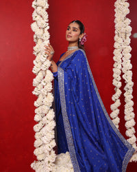 Neel Blue Full-Sleeve Blouse Saree