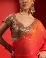 Coral Orange Saree