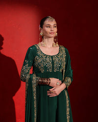 Deep Green Embellished Anarkali Suit