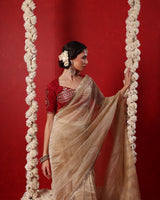 Radha Champagne Beige Shimmer Saree