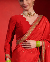 Scarlet Red Heritage Saree