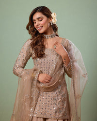 Aaina - Beige Sharara Suit - AgapiSharara Set