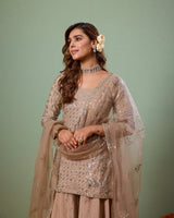 Aaina - Beige Sharara Suit - AgapiSharara Set