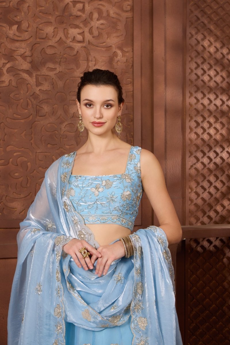 Designer blue ethnic lehenga for women