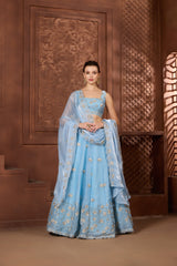 Asma Blue Lehenga Set