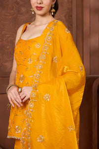 Mustard Sleeveless Kurtha Gharara Set