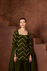 Zehra Emerald green Gharara Set