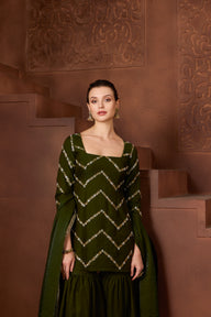Zehra Emerald green Gharara Set