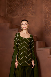 Zehra Emerald green Gharara Set