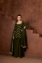 Zehra Emerald green Gharara Set