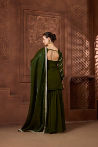 Zehra Emerald green Gharara Set