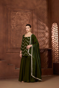 Zehra Emerald green Gharara Set