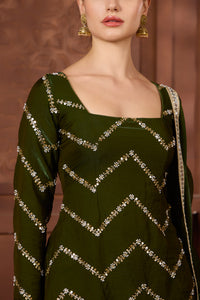 Zehra Emerald green Gharara Set